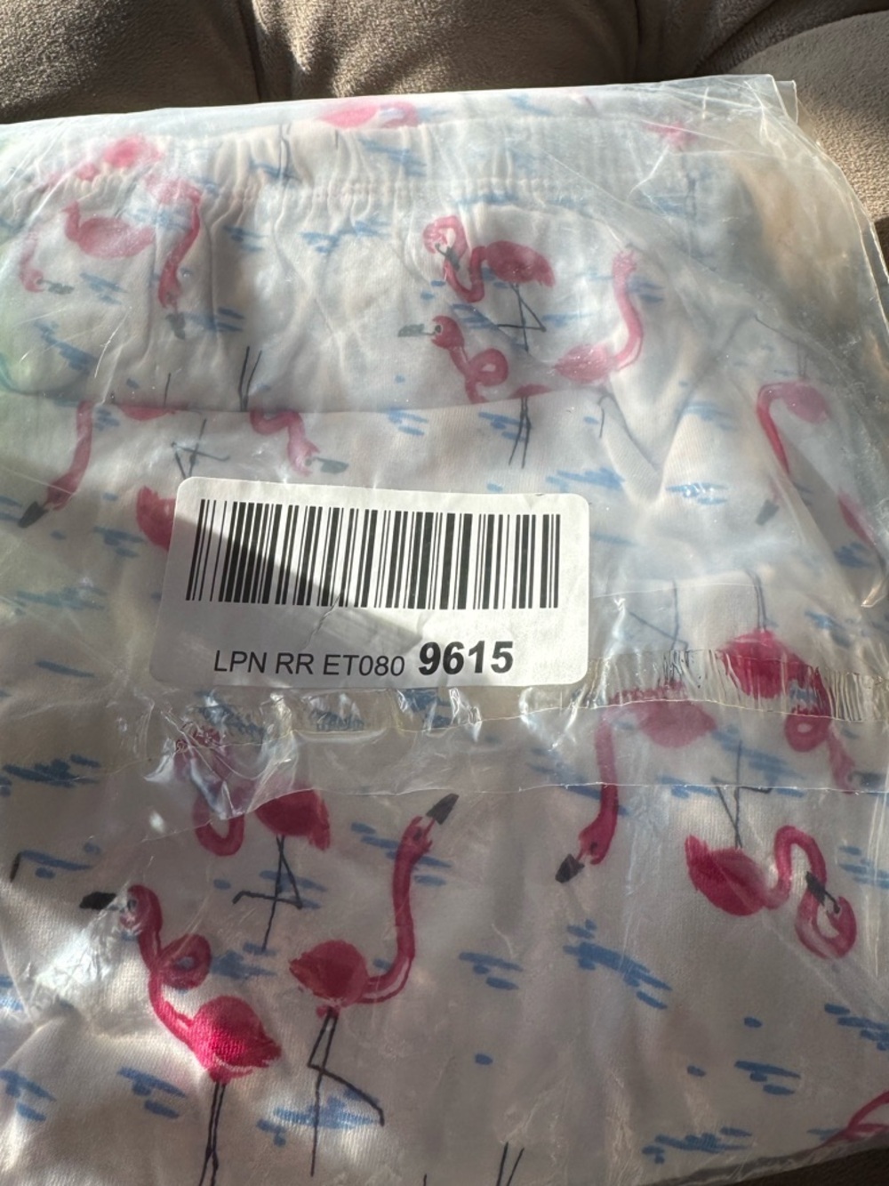 NWT HUE Women’s Printed Knit Long Pajama Sleep Pant White w Pink Flamingos - Picture 6 of 7